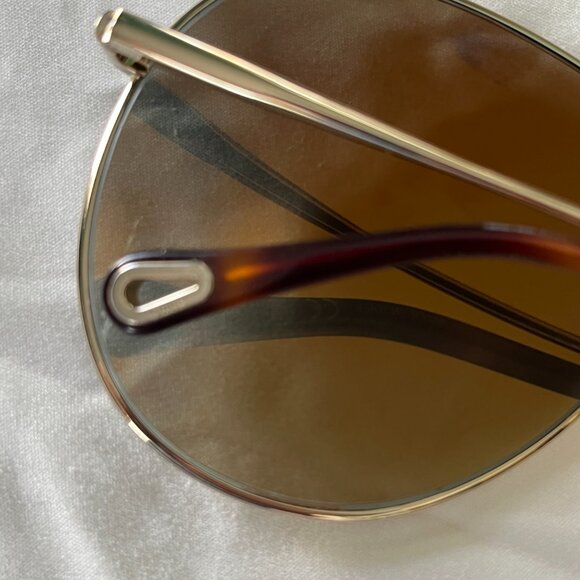 Chloe CH0028S Pilot Aviator Sunglasses Heart Detail Gold Frame Green Gradient - Picture 7 of 12